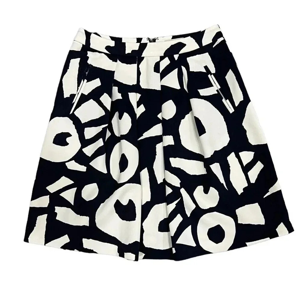 Loft Navy Floral Pleated A Line Skirt 2